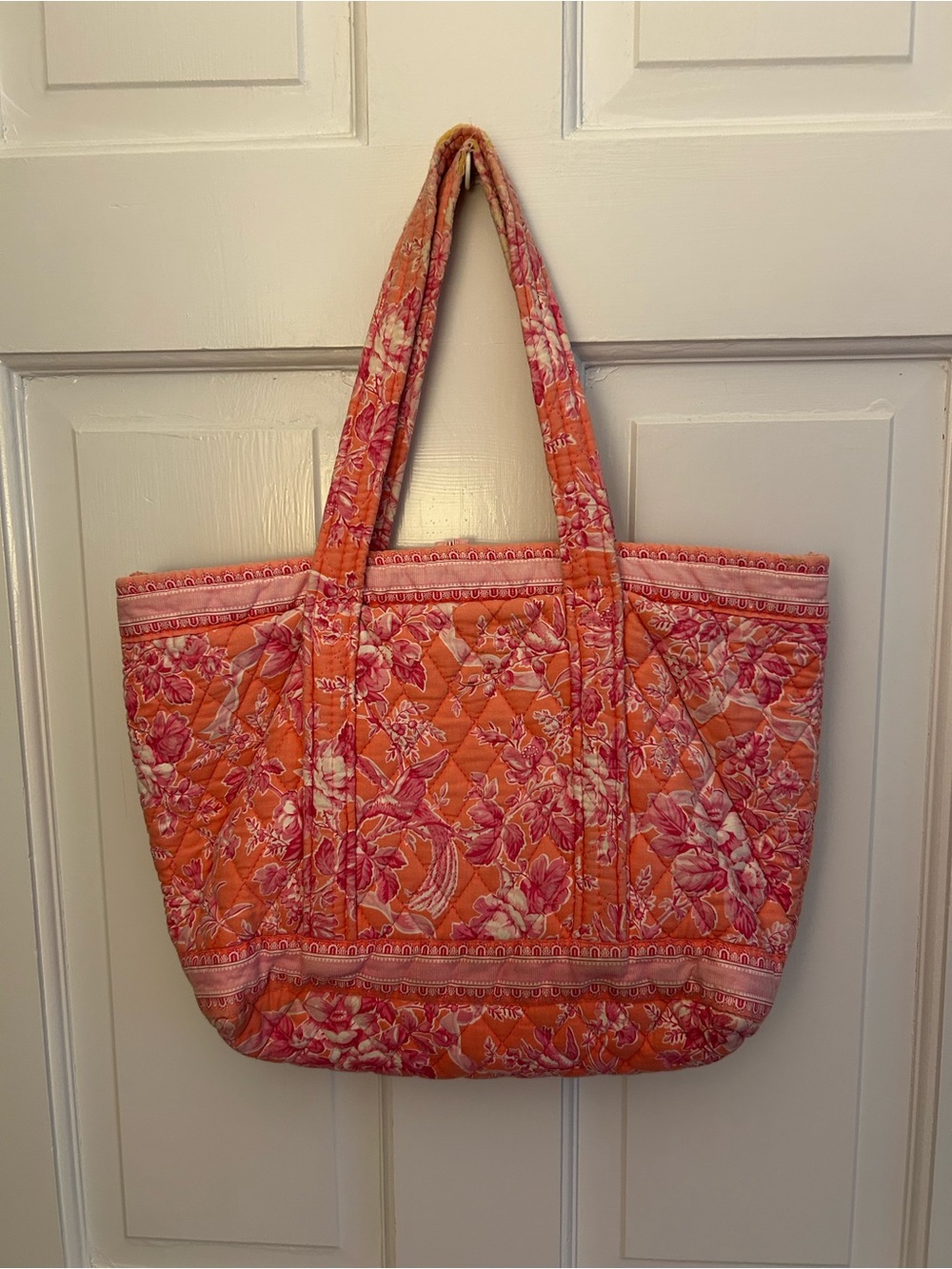 Vera Bradley Orange and Pink Quilted Floral Shoulder Bag